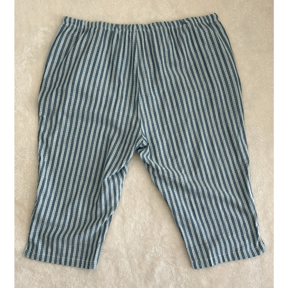 Draper's & Damon's Capri Cotton Elastic/Tie Waist Pull-on Pants Blue/White Sz 3X - Picture 7 of 13